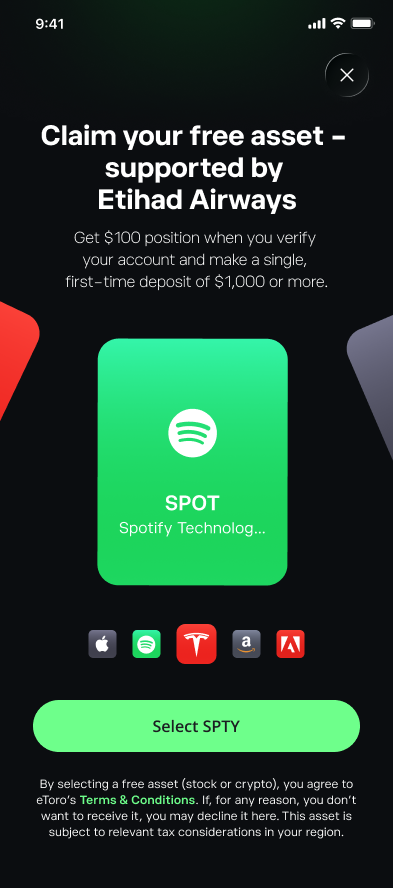 AirDrop, swiping the free asset carousel to the Spotify card