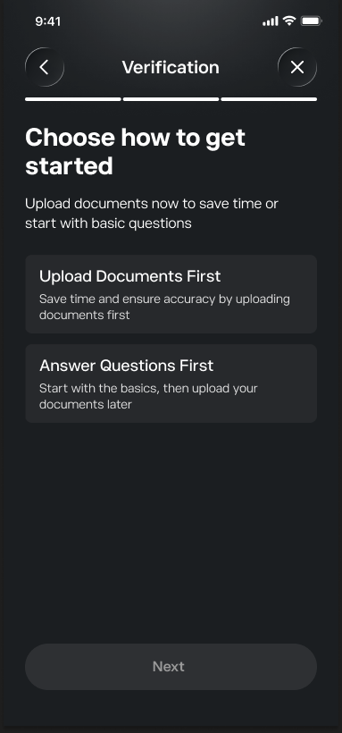 Real-time document verification — step 1