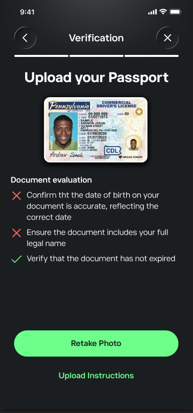 Real-time document verification — step 6
