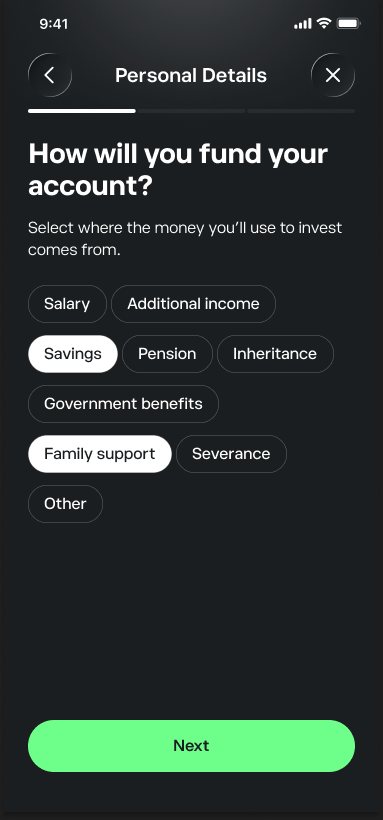 Source of funds — chip selection